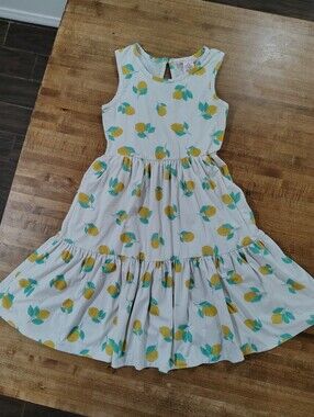 EMMA & ELSA Creamy White Lemon Print Tiered Summer Tank Flowy Dress